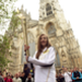 Jessica Hoggarth-Hall with the Olympic Flame outside York Minster.