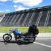 A fine dam bike picture. Actually this spillway on the Columbia River is only about a third of the entire dam and the original construction built from 1935 to 1941, currently the largest concrete structure in the US.
