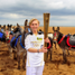 Starr Halley and some curious residents on Skegness Beach. Picture: LOCOG
