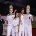 Torchbearer Sonia O'Sullivan poses for a photograph with Torchbearers John and Edward Grimes aka Jedward after the lighting of the cauldron at St Stephen's Green in Dublin.