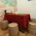 Cool barrel seats at Old City Hostel in Lviv.jpg