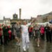 Torchbearer Richard Moules starts the day, holding the Olympic Flame in Alnwick Market Street on Day 28 of the London 2012 Olympic Torch Relay. Picture: LOCOG