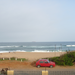 View from the balcony of our guesthouse Durban Backpacker's on the beach.