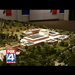 A model of the George W. Bush Presidential Center on the campus of Southern Methodist University