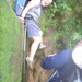 Leah climbing down a section of the trail