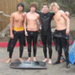Lucas Ransom, second from the left was attacked while boogie boarding at Surf Beach.